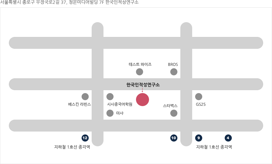 서울특별시 종로구 우정국로2길 37, 청문미디어빌딩 7F 한국인적성연구소